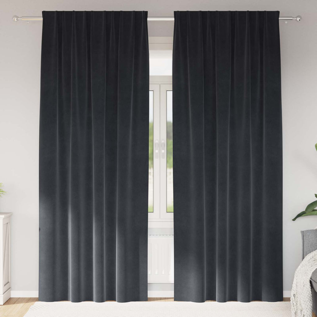 Verdunkelungsvorhänge 2 pcs Dunkelgrau 140 x 225 cm Samt