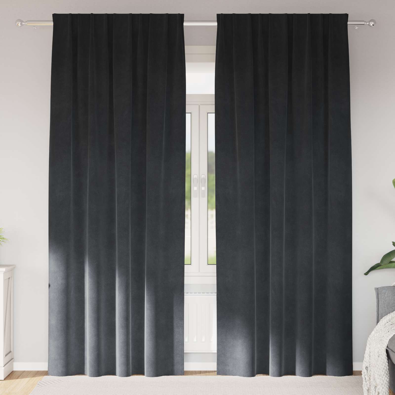 Verdunkelungsvorhänge 2 pcs Hellgrau 140 x 260 cm Samt