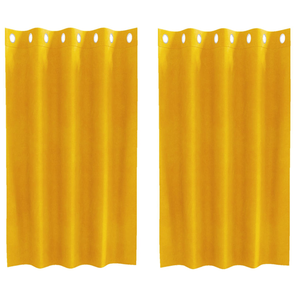 Verdunkelungsvorhänge 2 pcs Senfgelb 140 x 140 cm Samt