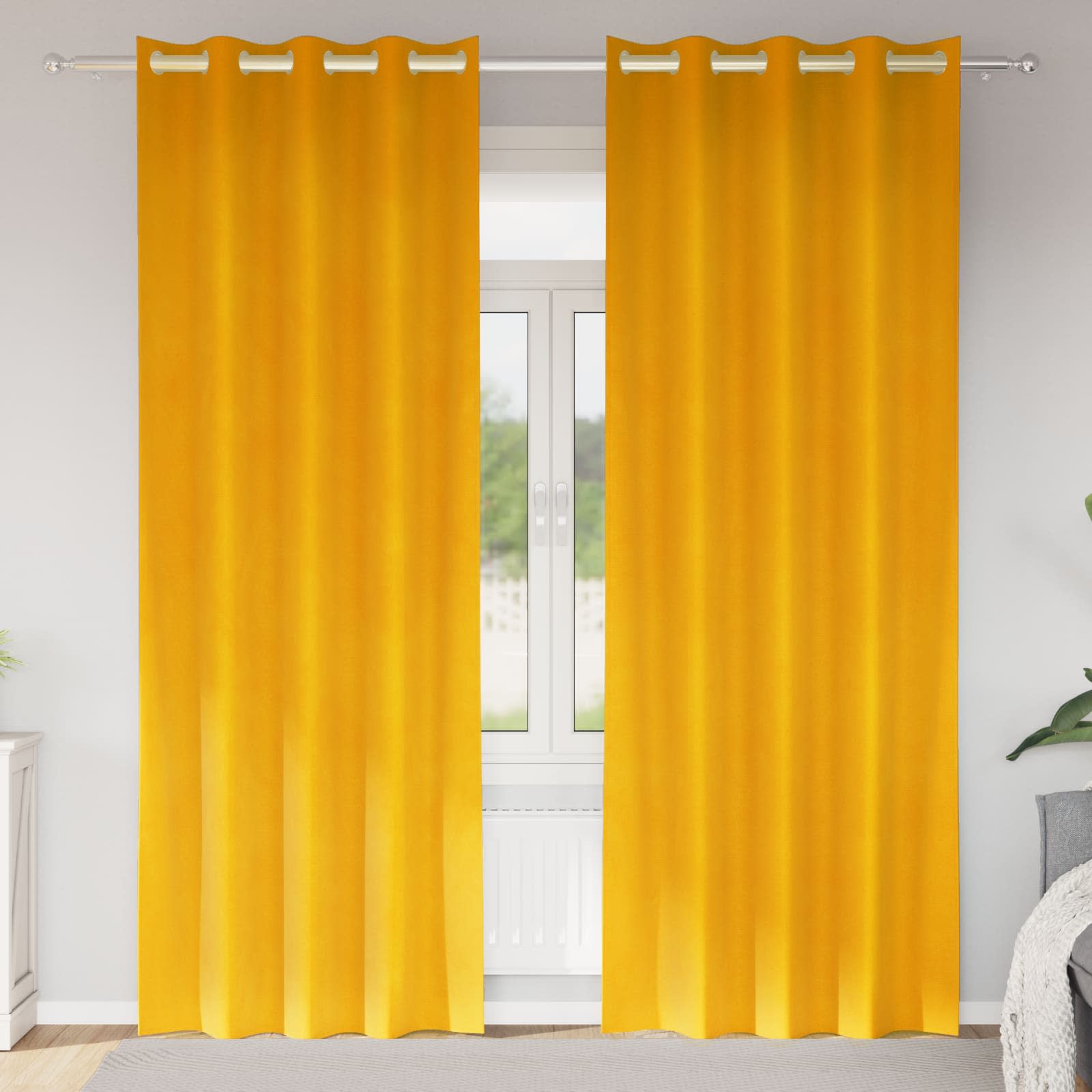 Verdunkelungsvorhänge 2 pcs Senfgelb 140 x 245 cm Samt