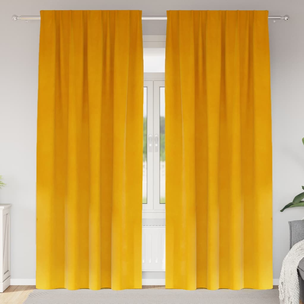 Verdunkelungsvorhänge 2 pcs Senfgelb 140 x 260 cm Samt