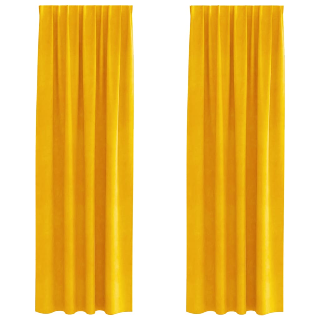 Verdunkelungsvorhänge 2 pcs Senfgelb 140 x 260 cm Samt