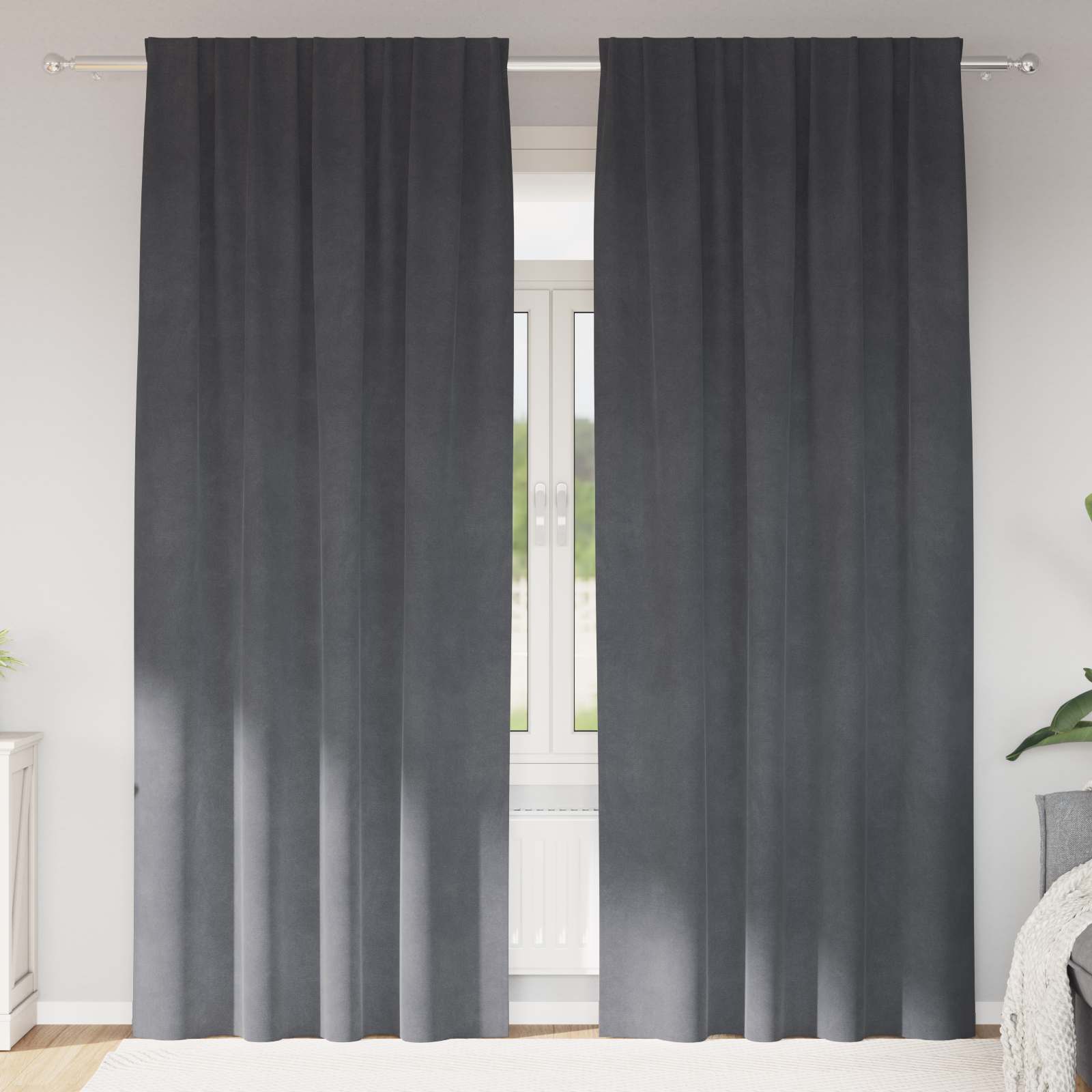 Verdunkelungsvorhänge 2 pcs Hellgrau 140 x 225 cm Samt