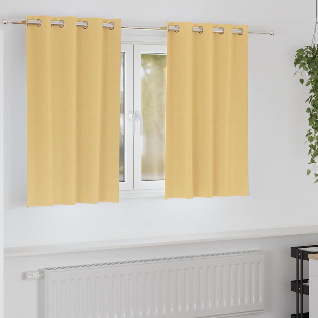 Verdunkelungs-Vorhänge mit Ringen 2 pcs Beige 140 x 140 cm