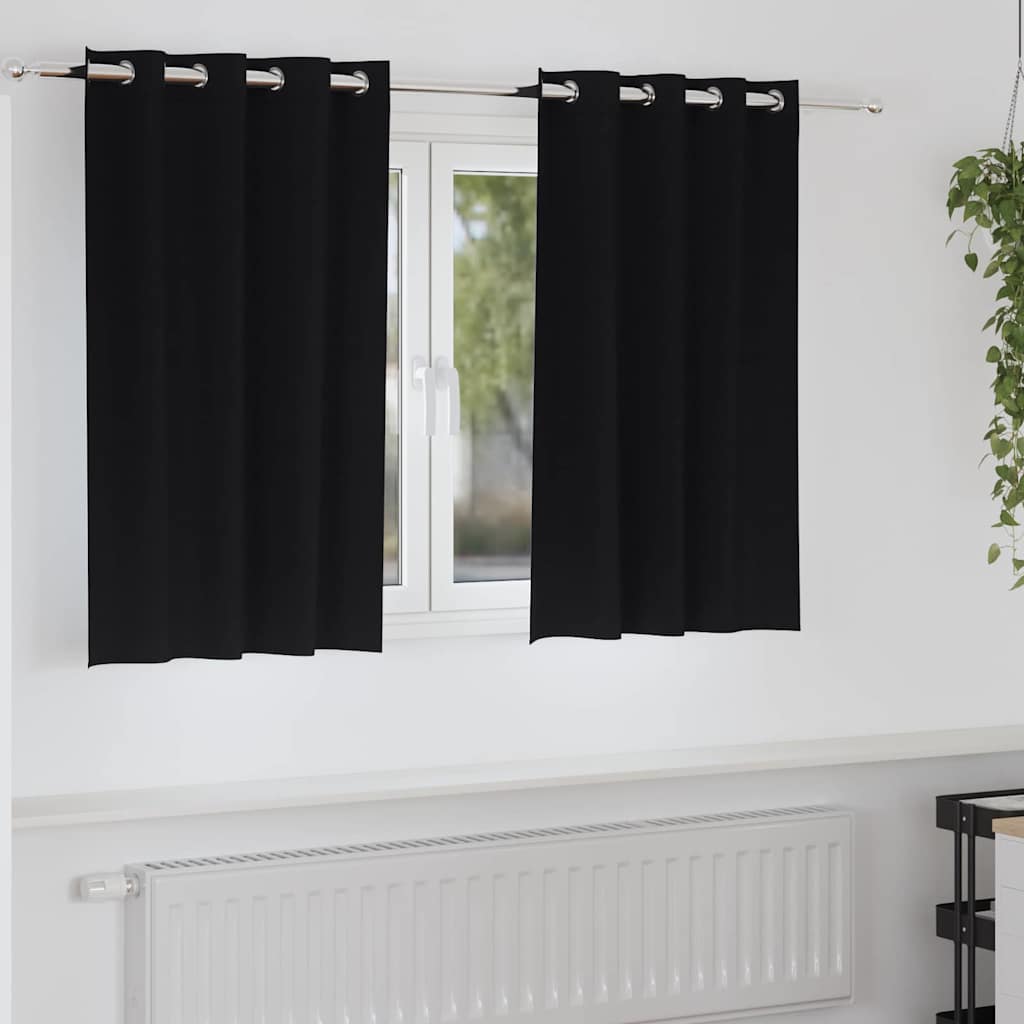 Verdunkelungs-Vorhänge mit Ringen 2 pcs Schwarz 140 x 140 cm