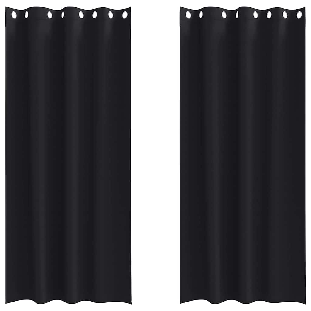 Verdunkelungs-Vorhänge mit Ringen 2 pcs Schwarz 225 x 140 cm