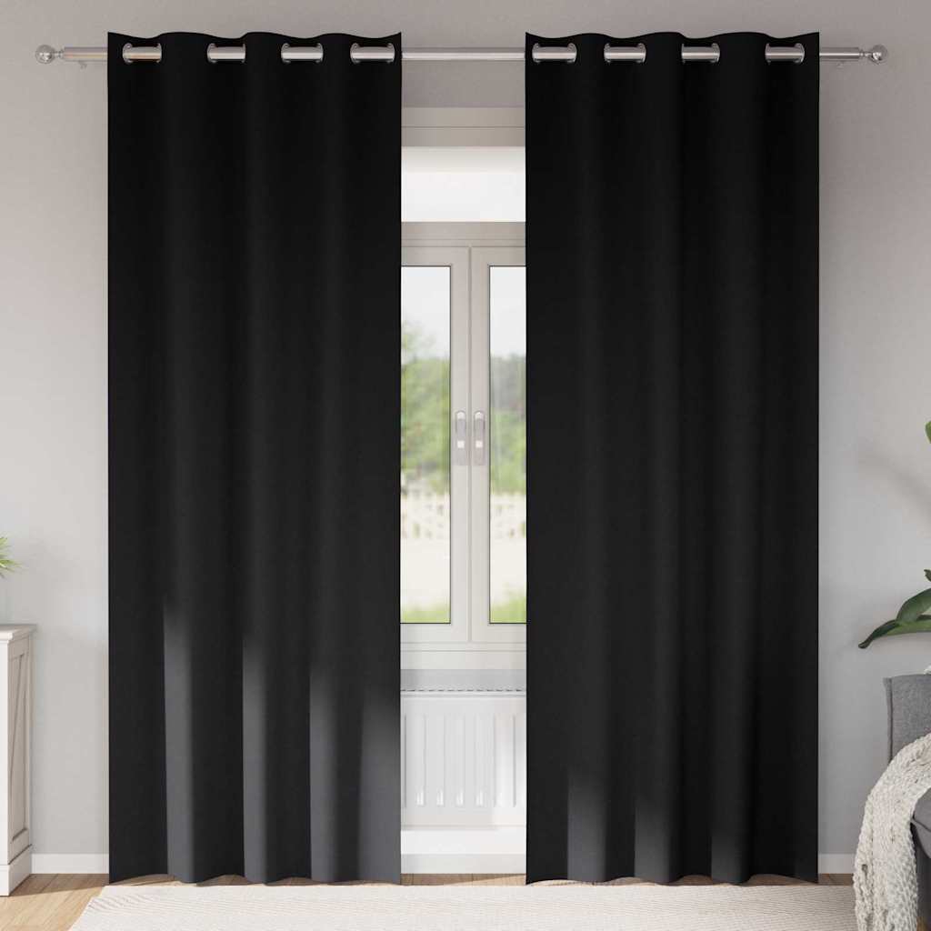 Verdunkelungs-Vorhänge mit Ringen 2 pcs Schwarz 260 x 140 cm