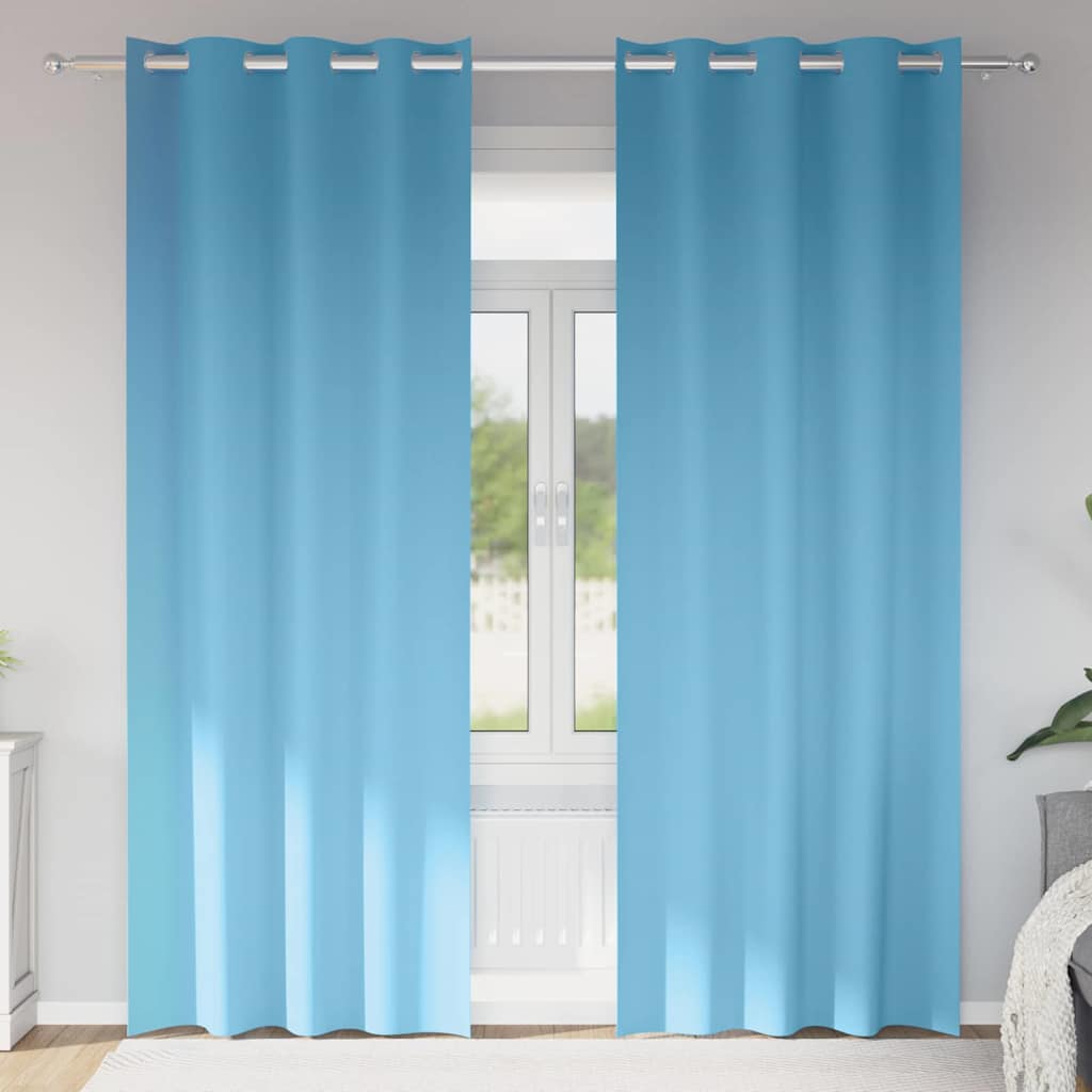 Verdunkelungs-Vorhänge mit Ringen 2 pcs Himmelblau 225 x 140 cm