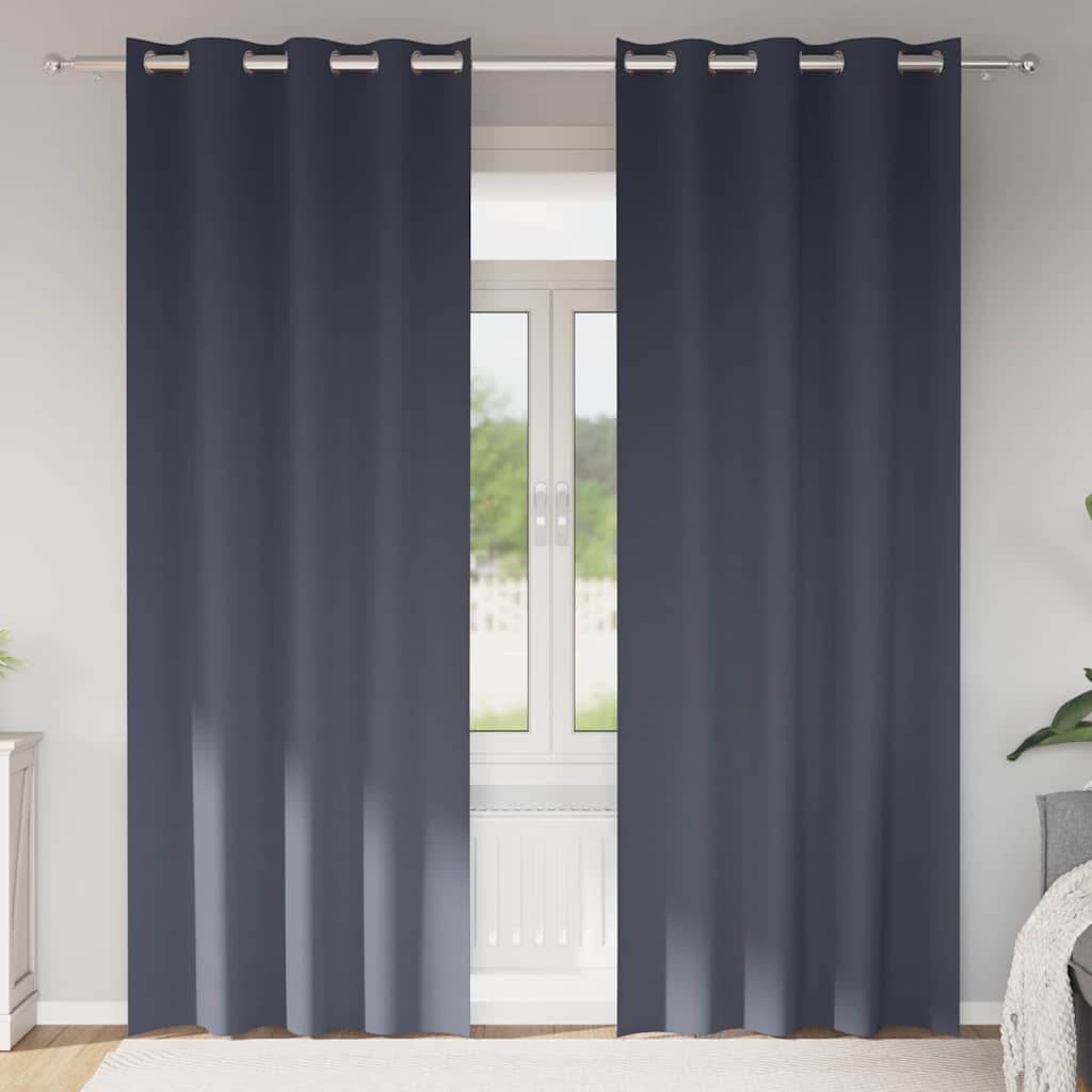 Verdunkelungs-Vorhänge mit Ringen 2 pcs Anthrazit 225 x 140 cm