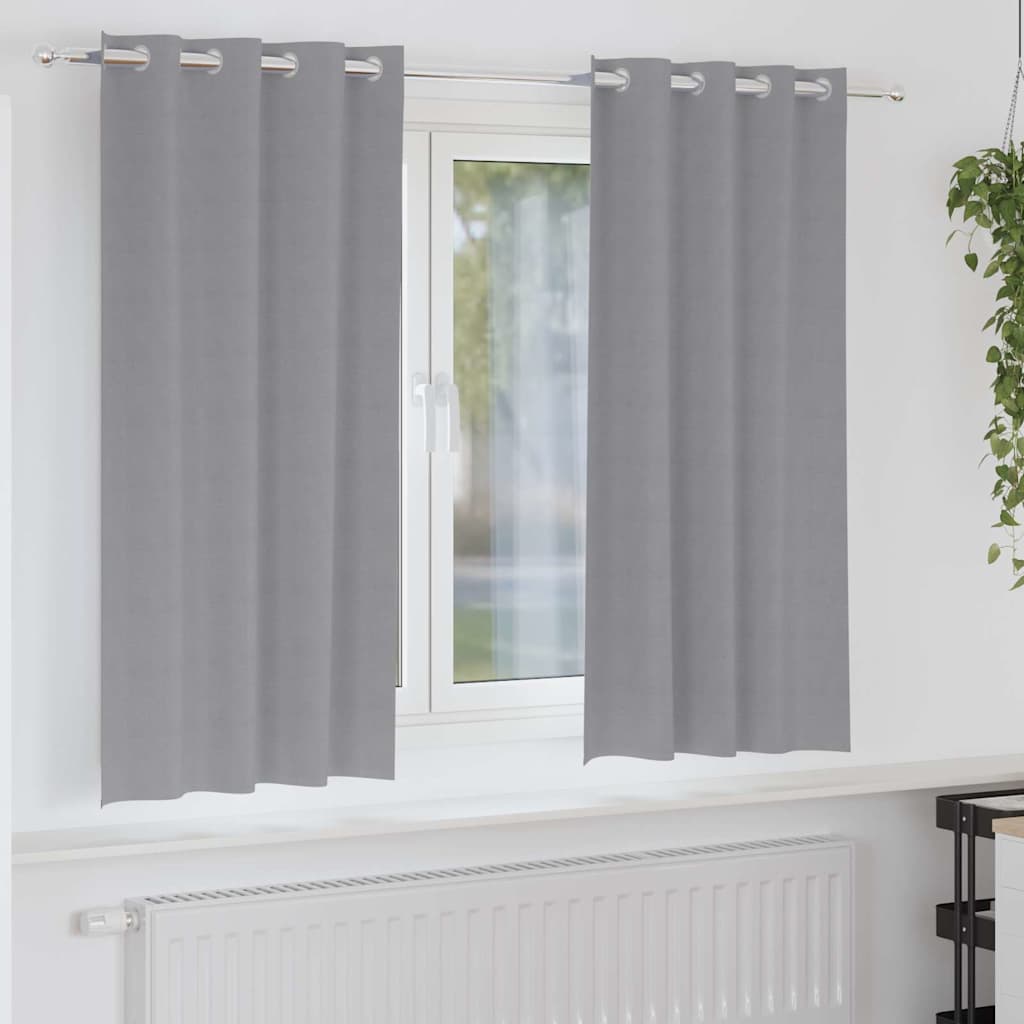 Verdunkelungs-Vorhänge mit Ringen 2 pcs Hellgrau 175 x 140 cm