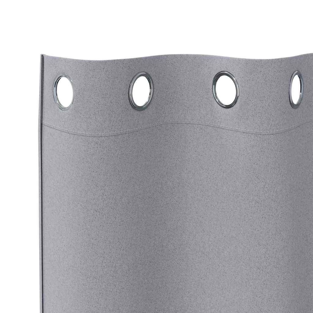 Verdunkelungs-Vorhänge mit Ringen 2 pcs Hellgrau 260 x 140 cm