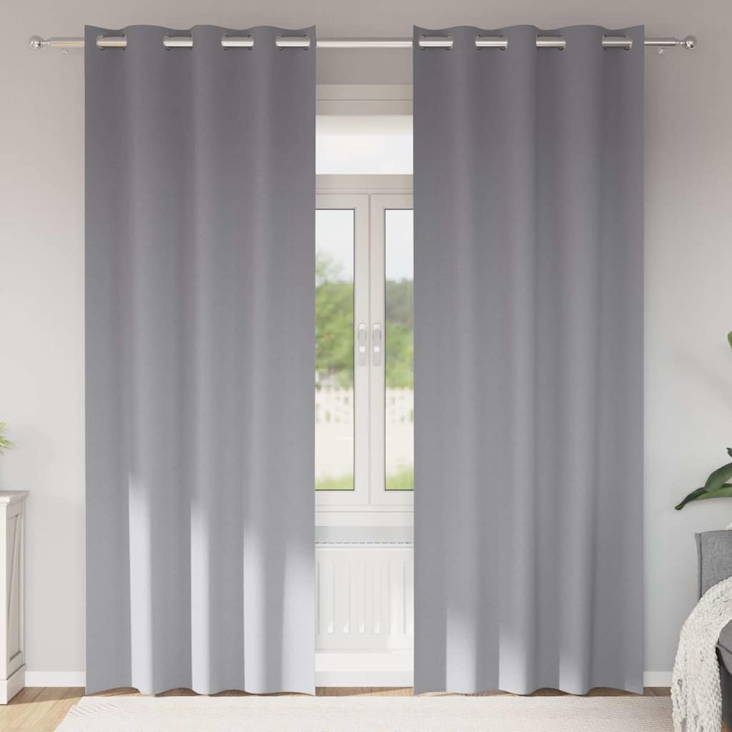 Verdunkelungs-Vorhänge mit Ringen 2 pcs Hellgrau 260 x 140 cm