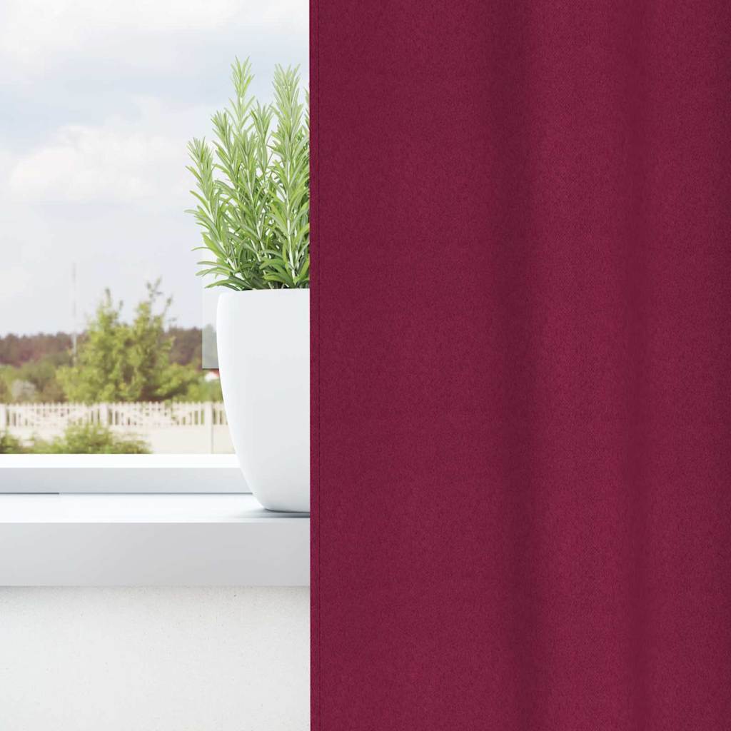 Verdunkelungs-Vorhänge mit Ringen 2 pcs Weinrot 225 x 140 cm