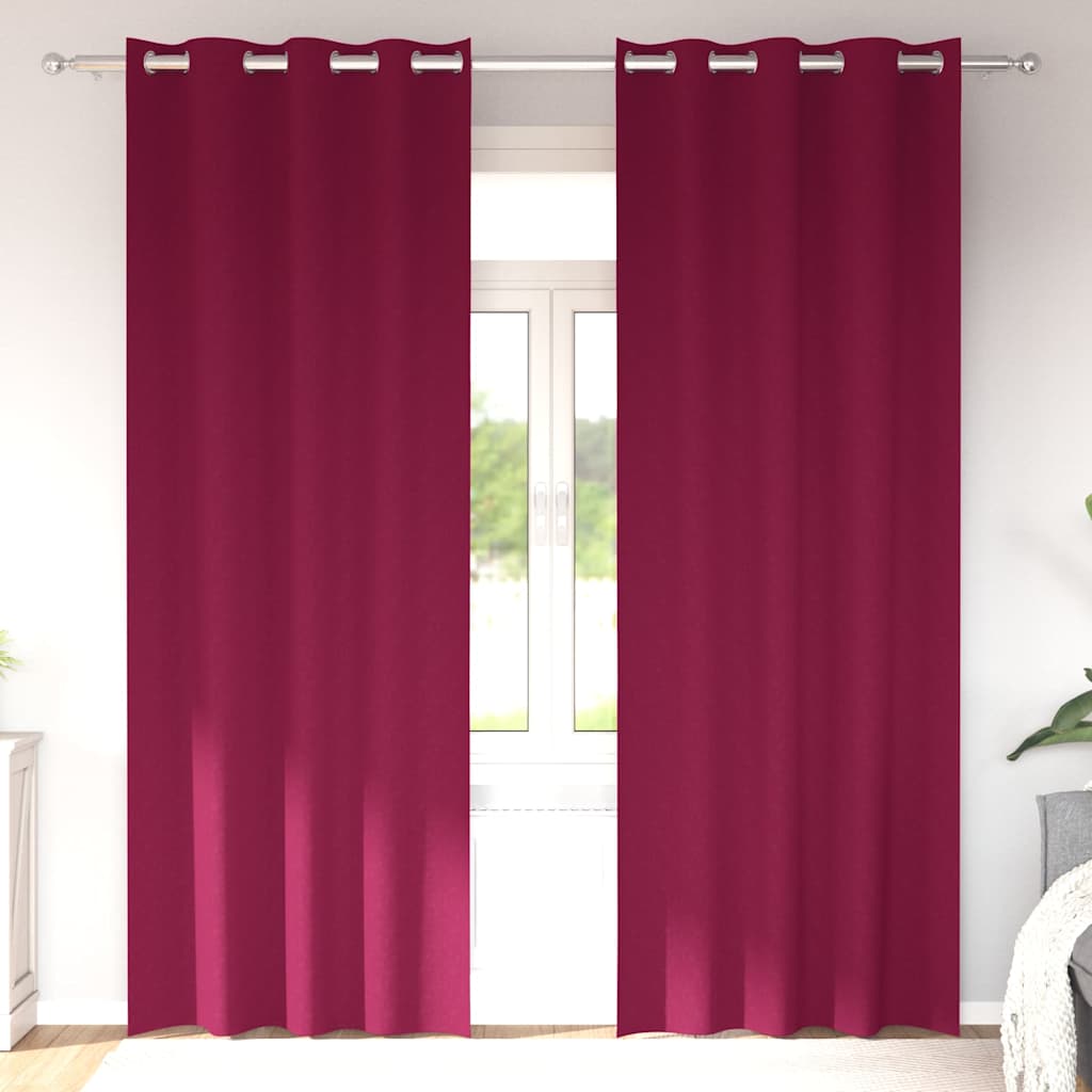 Verdunkelungs-Vorhänge mit Ringen 2 pcs Weinrot 225 x 140 cm