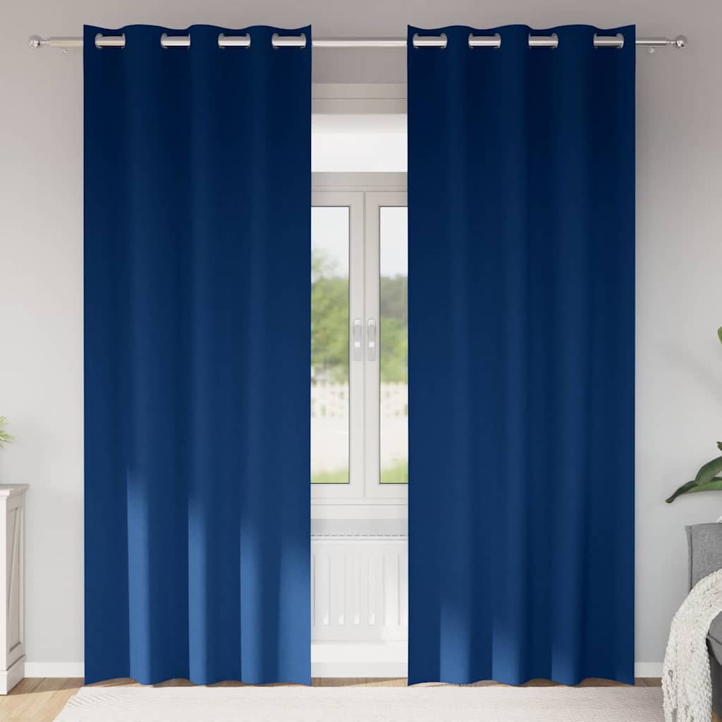 Verdunkelungs-Vorhänge mit Ringen 2 pcs Dunkelblau 260 x 140 cm