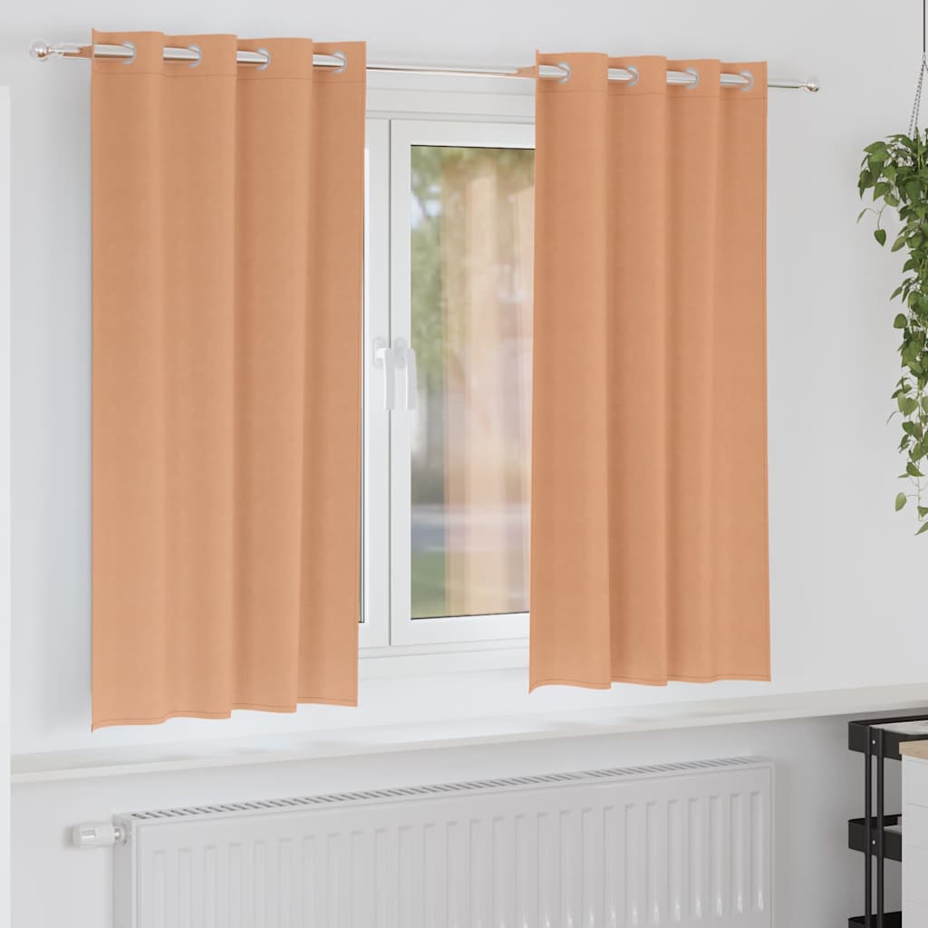 Verdunkelungs-Vorhänge mit Ringen 2 pcs Hellbraun 175 x 140 cm