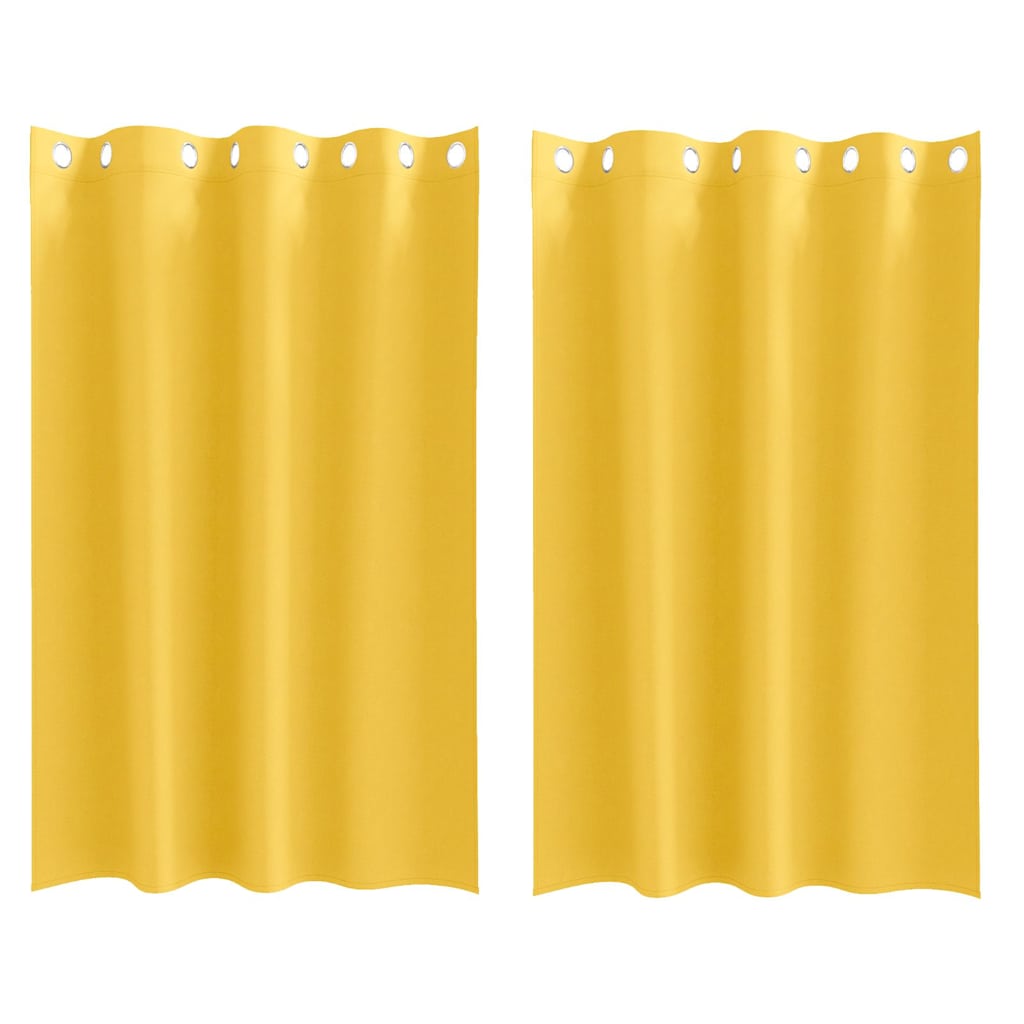 Verdunkelungs-Vorhänge mit Ringen 2 pcs Senfgelb 175 x 140 cm