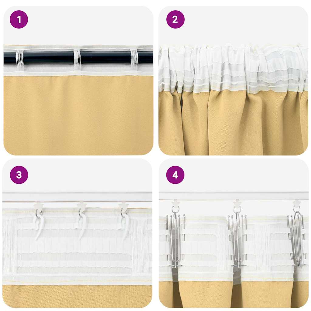 Verdunkelungs-Vorhänge mit Ringen 2 pcs Beige 175 x 140 cm