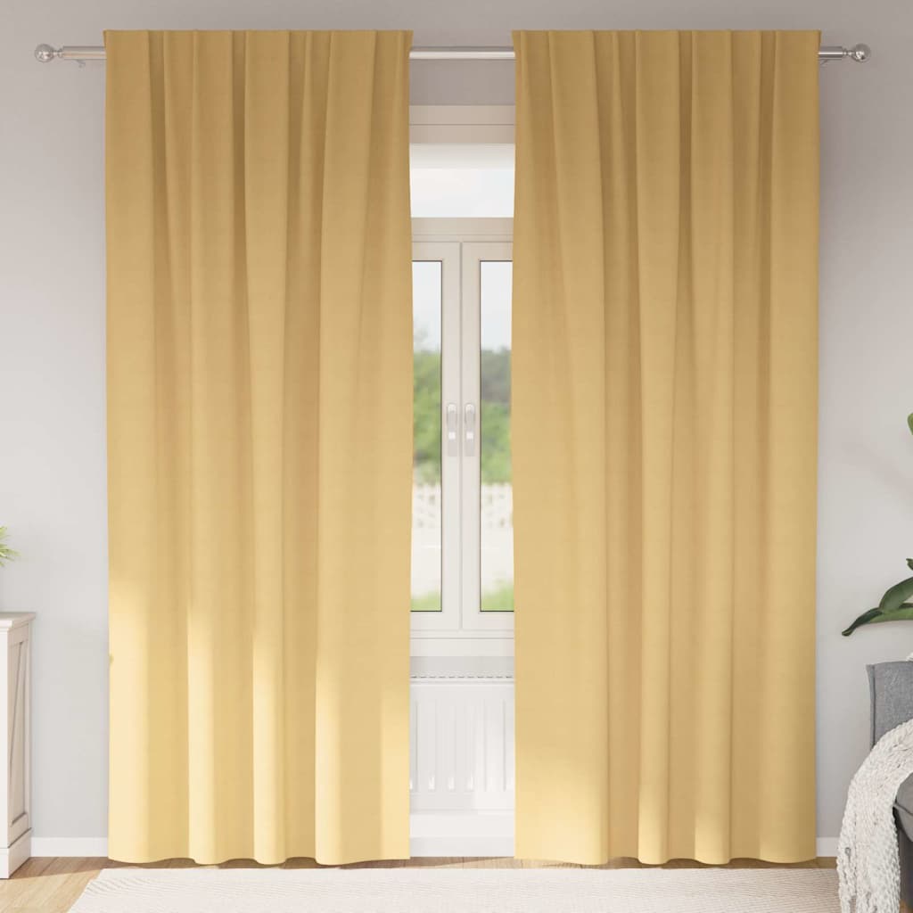 Verdunkelungs-Vorhänge mit Ringen 2 pcs Beige 245 x 140 cm