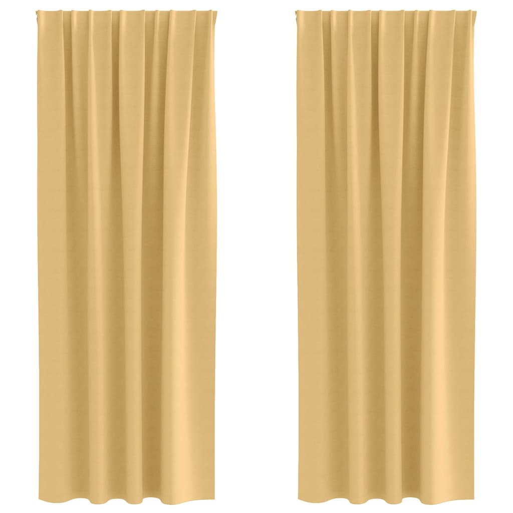Verdunkelungs-Vorhänge mit Ringen 2 pcs Beige 245 x 140 cm