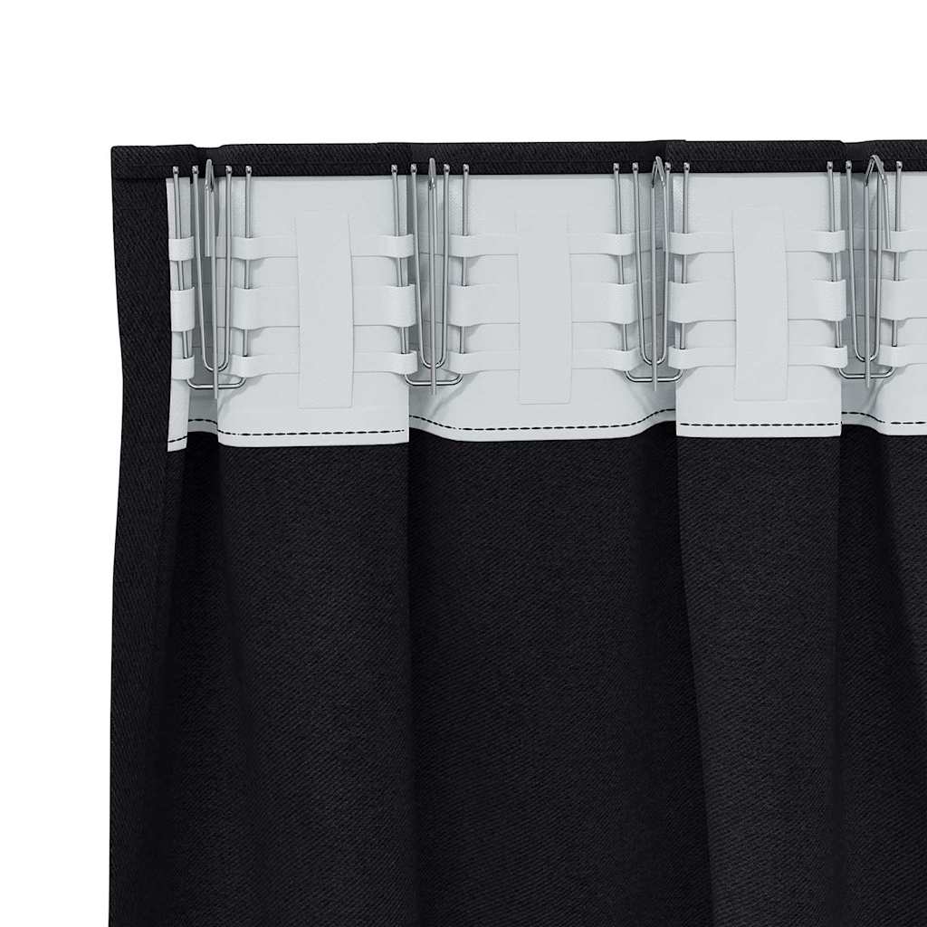 Verdunkelungs-Vorhänge mit Ringen 2 pcs Schwarz 175 x 140 cm