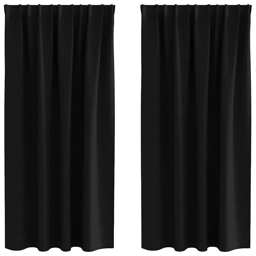 Verdunkelungs-Vorhänge mit Ringen 2 pcs Schwarz 175 x 140 cm