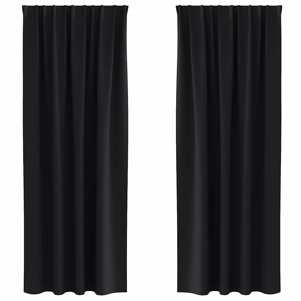 Verdunkelungs-Vorhänge mit Ringen 2 pcs Schwarz 225 x 140 cm