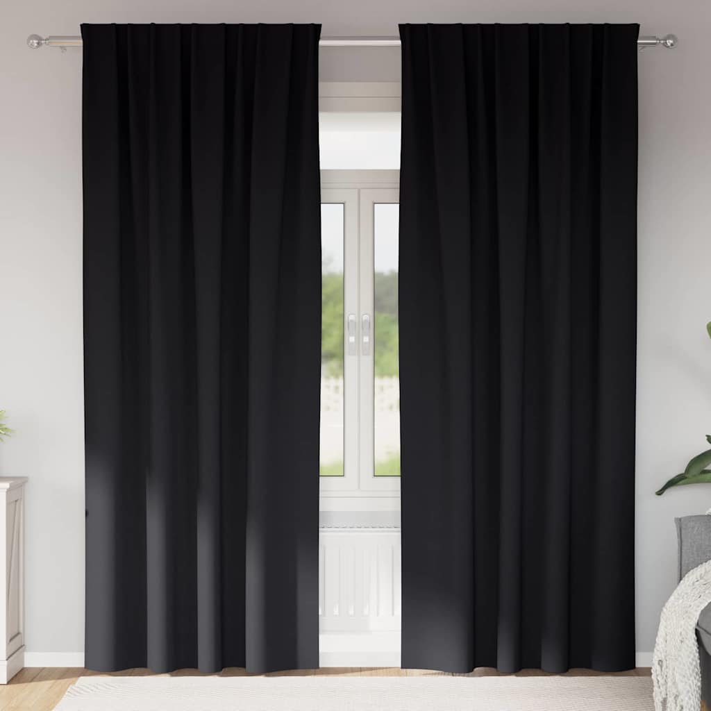 Verdunkelungs-Vorhänge mit Ringen 2 pcs Schwarz 245 x 140 cm