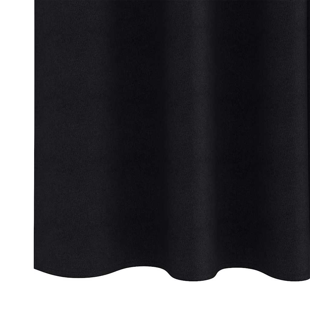 Verdunkelungs-Vorhänge mit Ringen 2 pcs Schwarz 260 x 140 cm