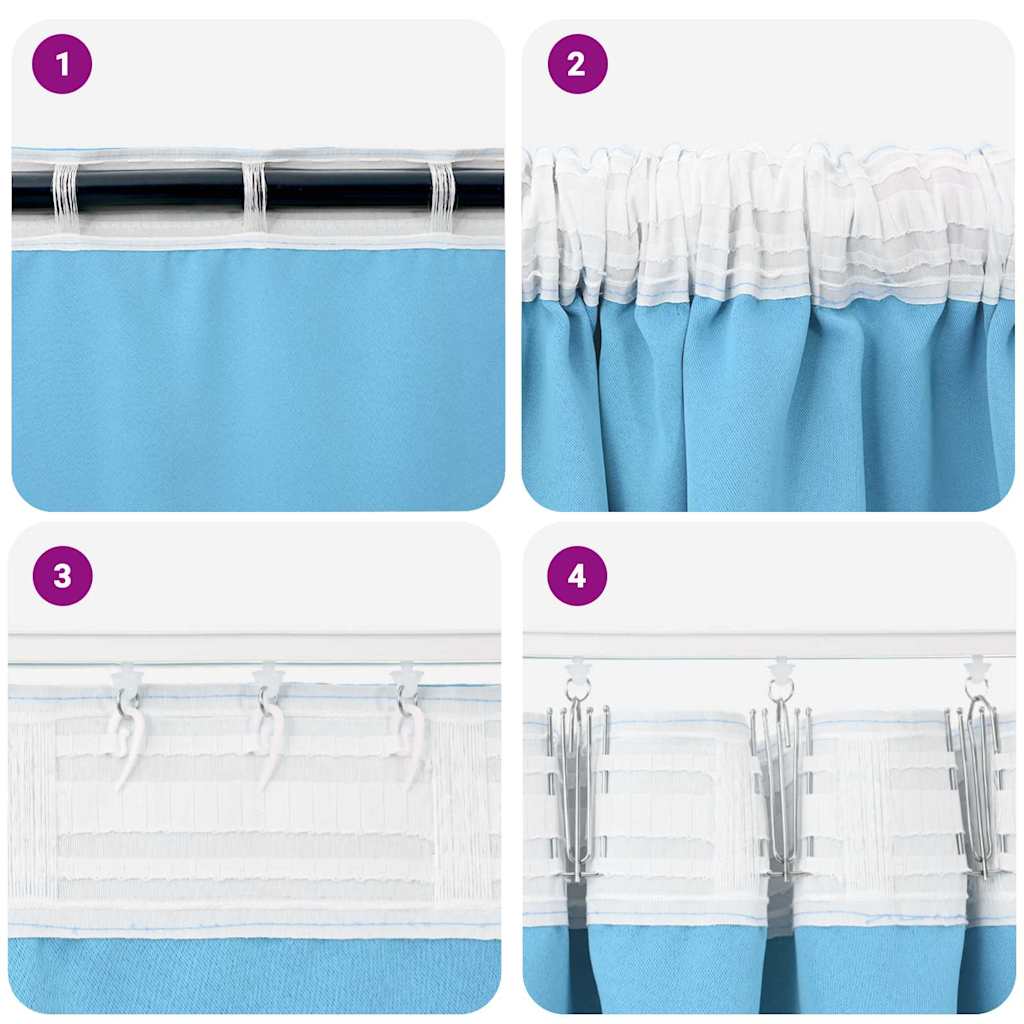 Verdunkelungs-Vorhänge mit Ringen 2 pcs Himmelblau 260 x 140 cm