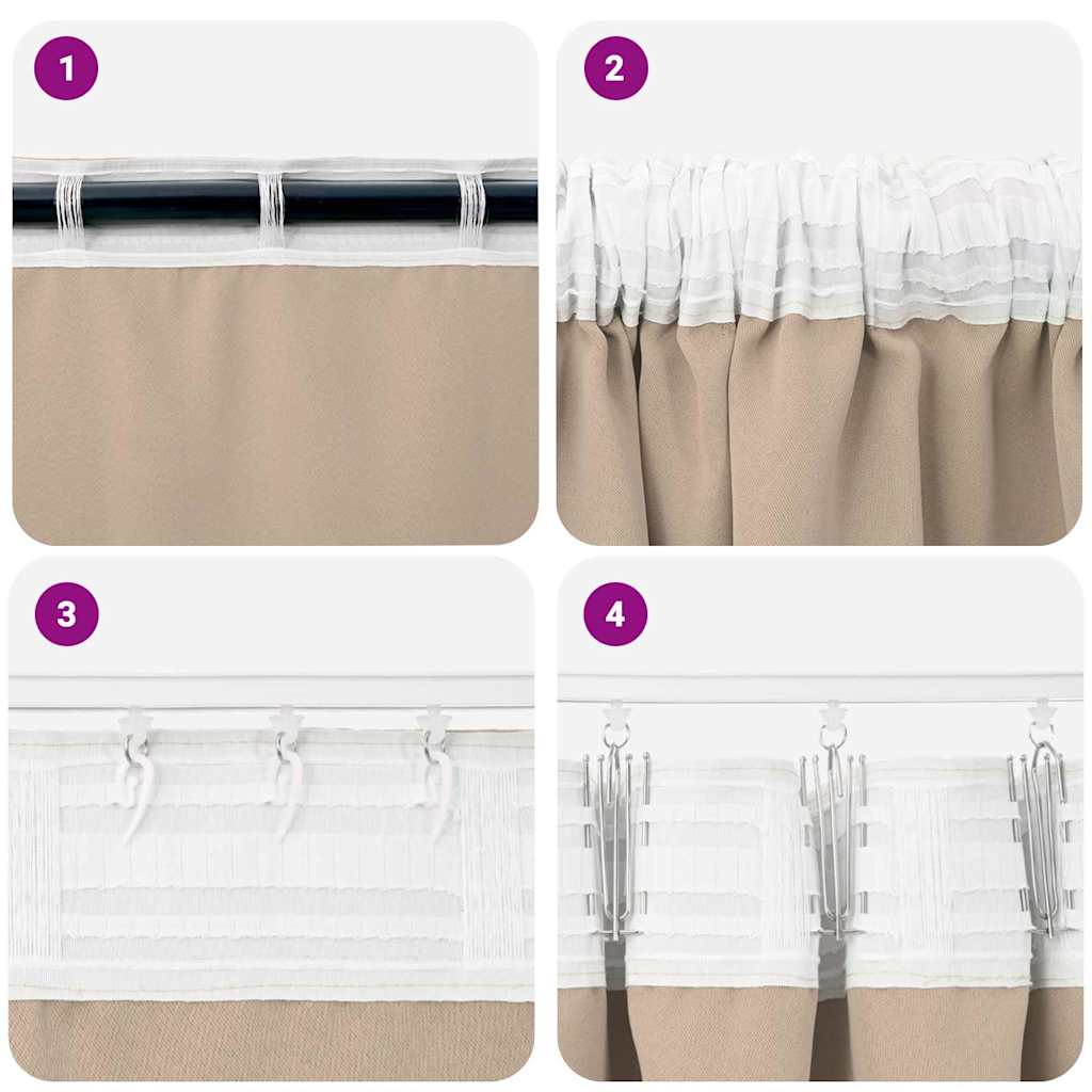 Verdunkelungs-Vorhänge mit Ringen 2 pcs Taupe 175 x 140 cm