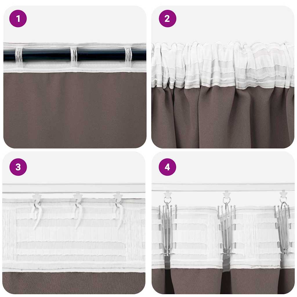 Verdunkelungs-Vorhänge mit Ringen 2 pcs Dunkelbraun