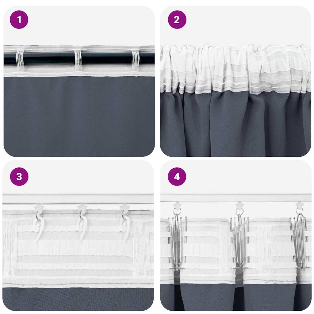 Verdunkelungs-Vorhänge mit Ringen 2 pcs Anthrazit 225 x 140 cm