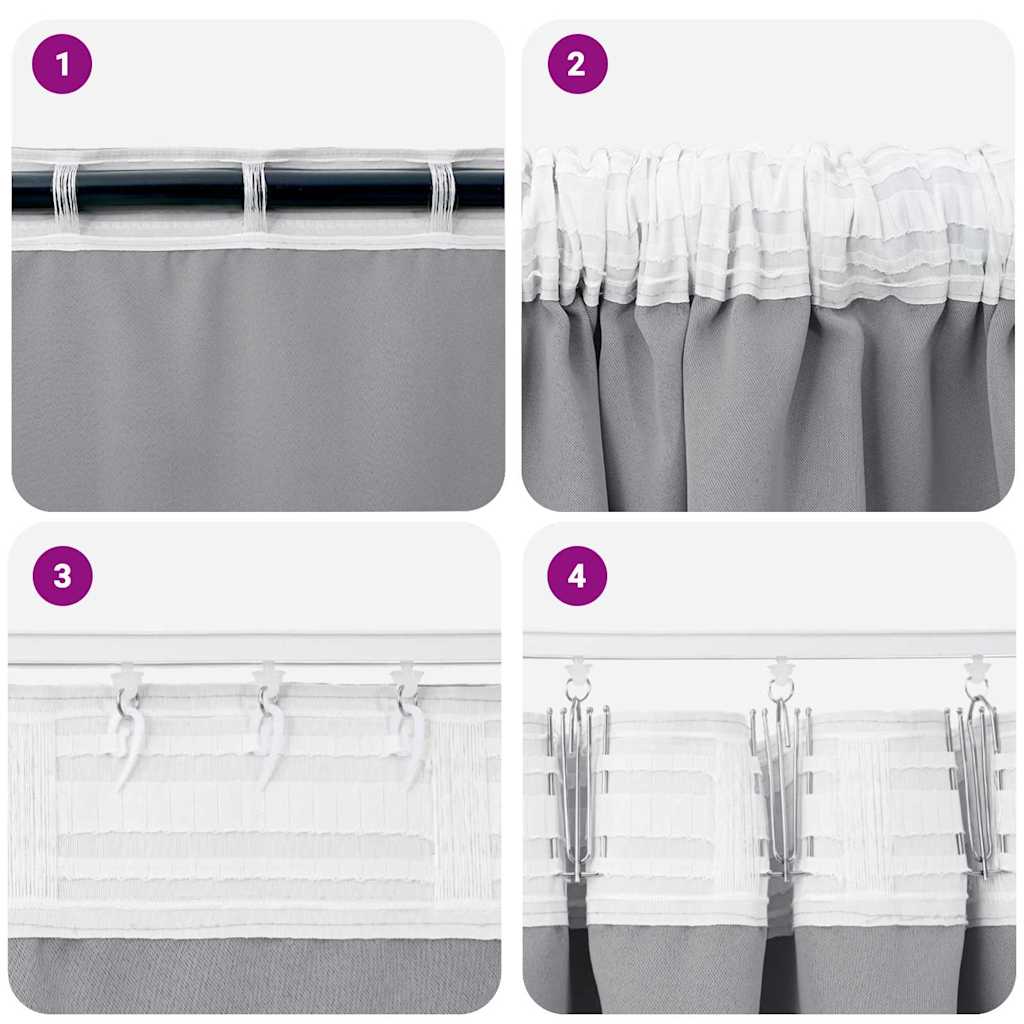 Verdunkelungs-Vorhänge mit Ringen 2 pcs Hellgrau 260 x 140 cm