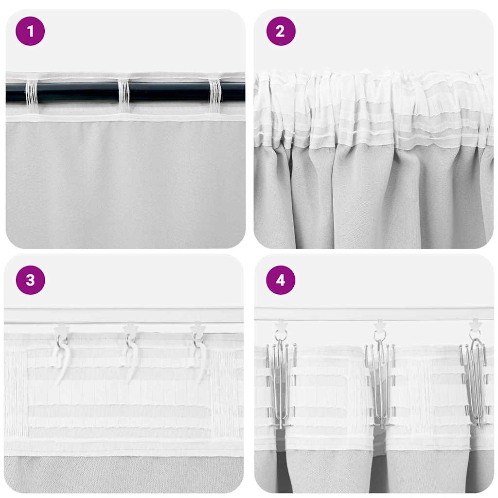 Verdunkelungs-Vorhänge mit Ringen 2 pcs Helles Grau