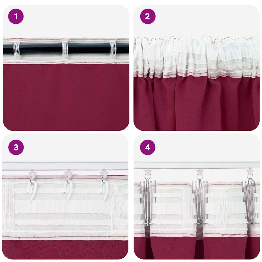 Verdunkelungs-Vorhänge mit Ringen 2 pcs Weinrot 225 x 140 cm