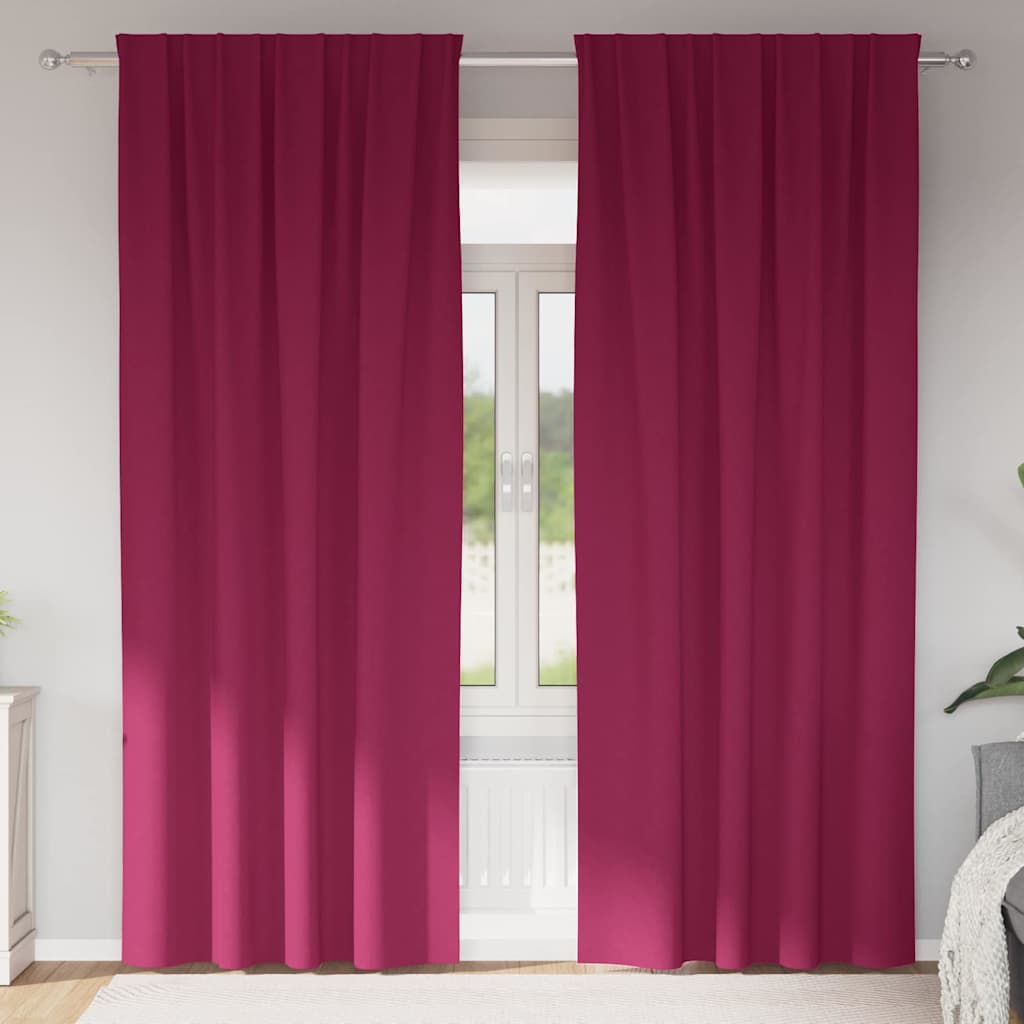 Verdunkelungs-Vorhänge mit Ringen 2 pcs Weinrot 260 x 140 cm