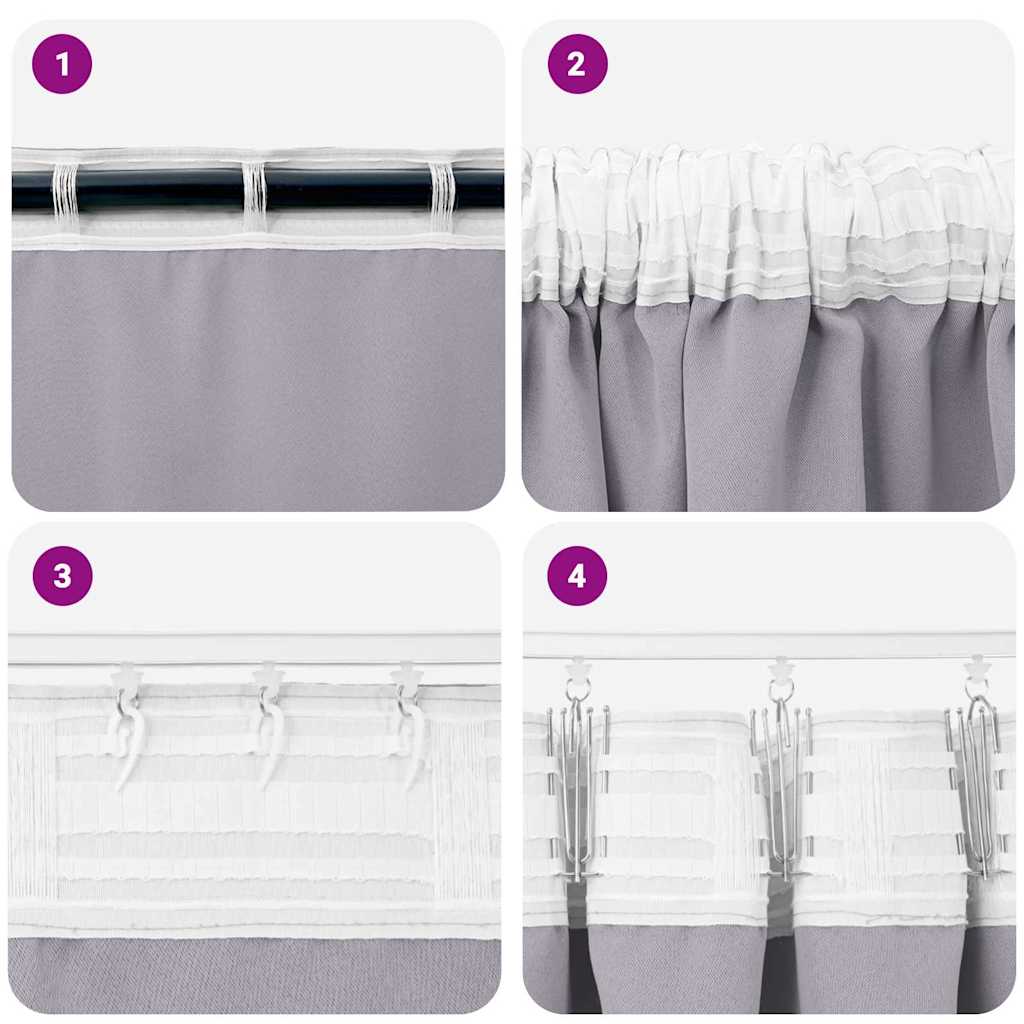 Verdunkelungs-Vorhänge mit Ringen 2 pcs Metallic Grau