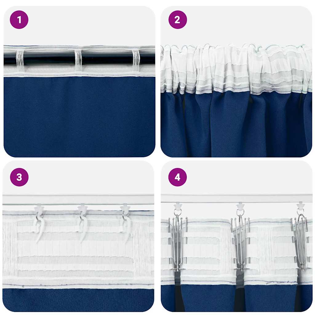 Verdunkelungs-Vorhänge mit Ringen 2 pcs Dunkelblau 175 x 140 cm