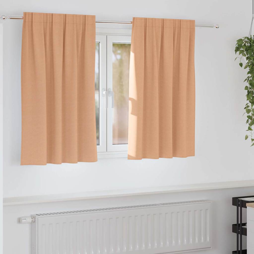 Verdunkelungs-Vorhänge mit Ringen 2 pcs Hellbraun 140 x 140 cm