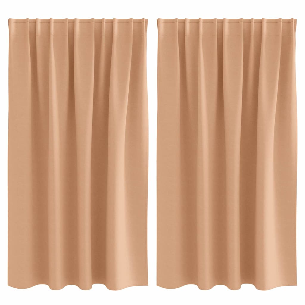 Verdunkelungs-Vorhänge mit Ringen 2 pcs Hellbraun 140 x 140 cm
