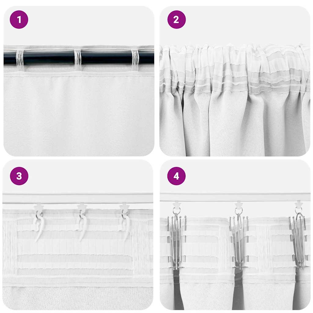 Verdunkelungs-Vorhänge mit Ringen 2 pcs Hellweiß 260 x 140 cm