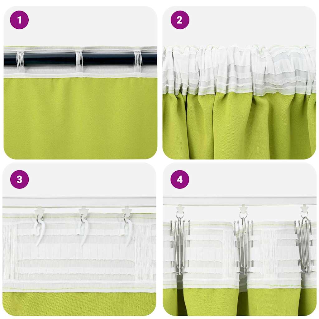 Verdunkelungs-Vorhänge mit Ringen 2 pcs Grün 260 x 140 cm