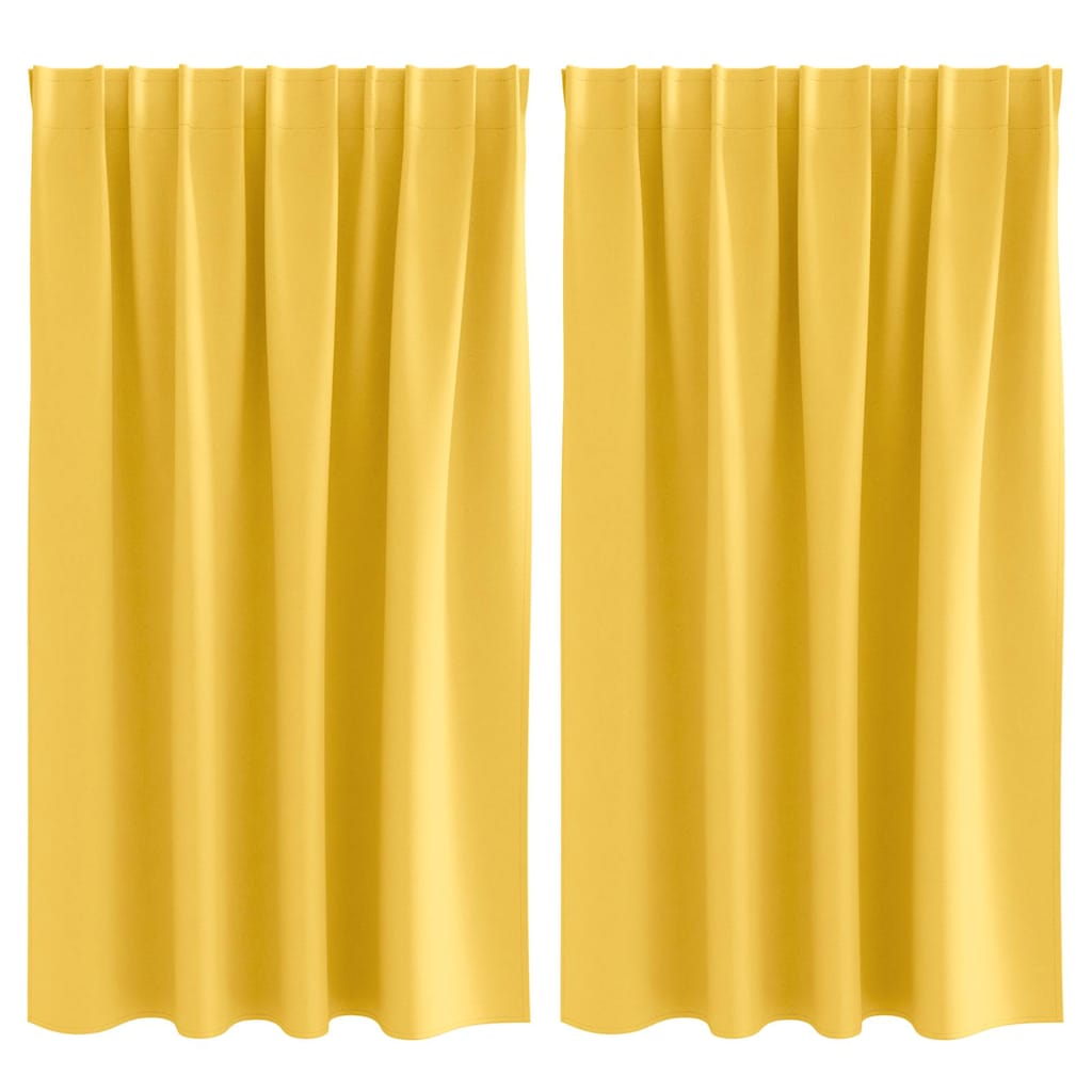 Verdunkelungs-Vorhänge mit Ringen 2 pcs Senfgelb 140 x 140 cm