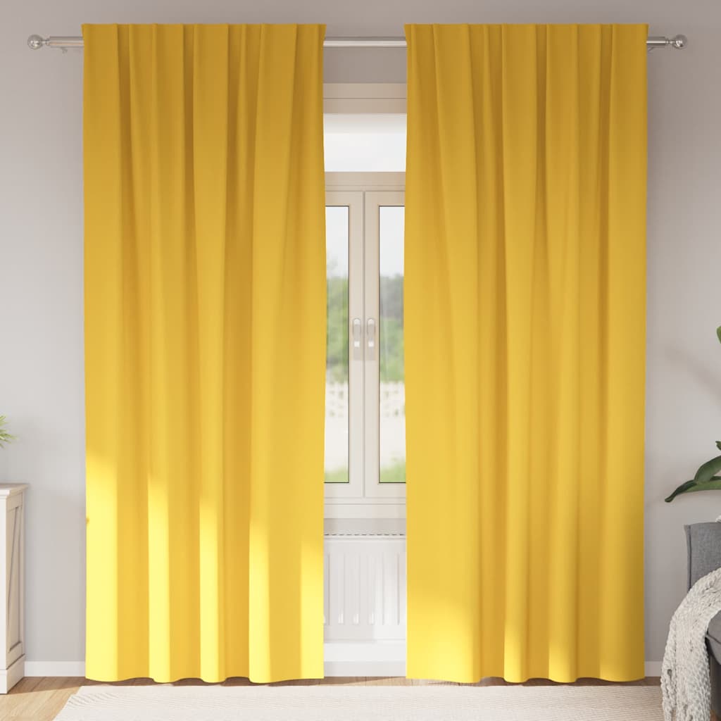 Verdunkelungs-Vorhänge mit Ringen 2 pcs Senfgelb 260 x 140 cm