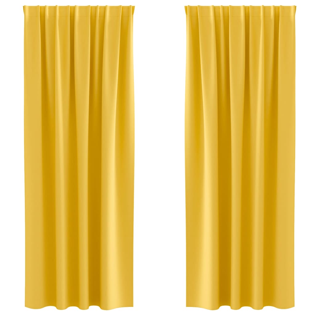 Verdunkelungs-Vorhänge mit Ringen 2 pcs Senfgelb 260 x 140 cm
