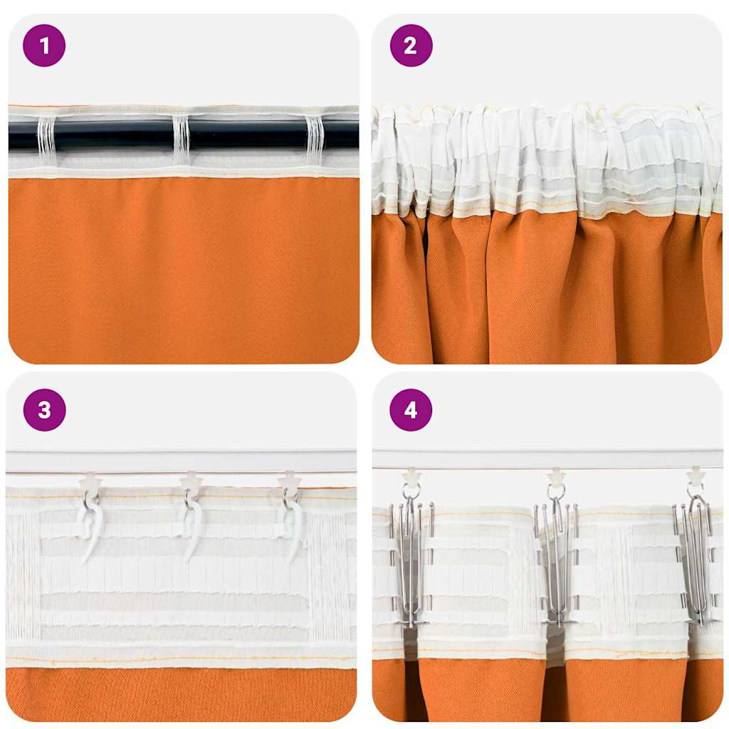 Verdunkelungs-Vorhänge mit Ringen 2 pcs Helles Orange