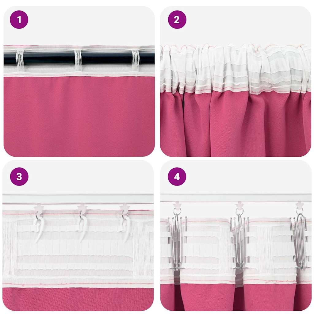 Verdunkelungs-Vorhänge mit Ringen 2 pcs Helles Pink