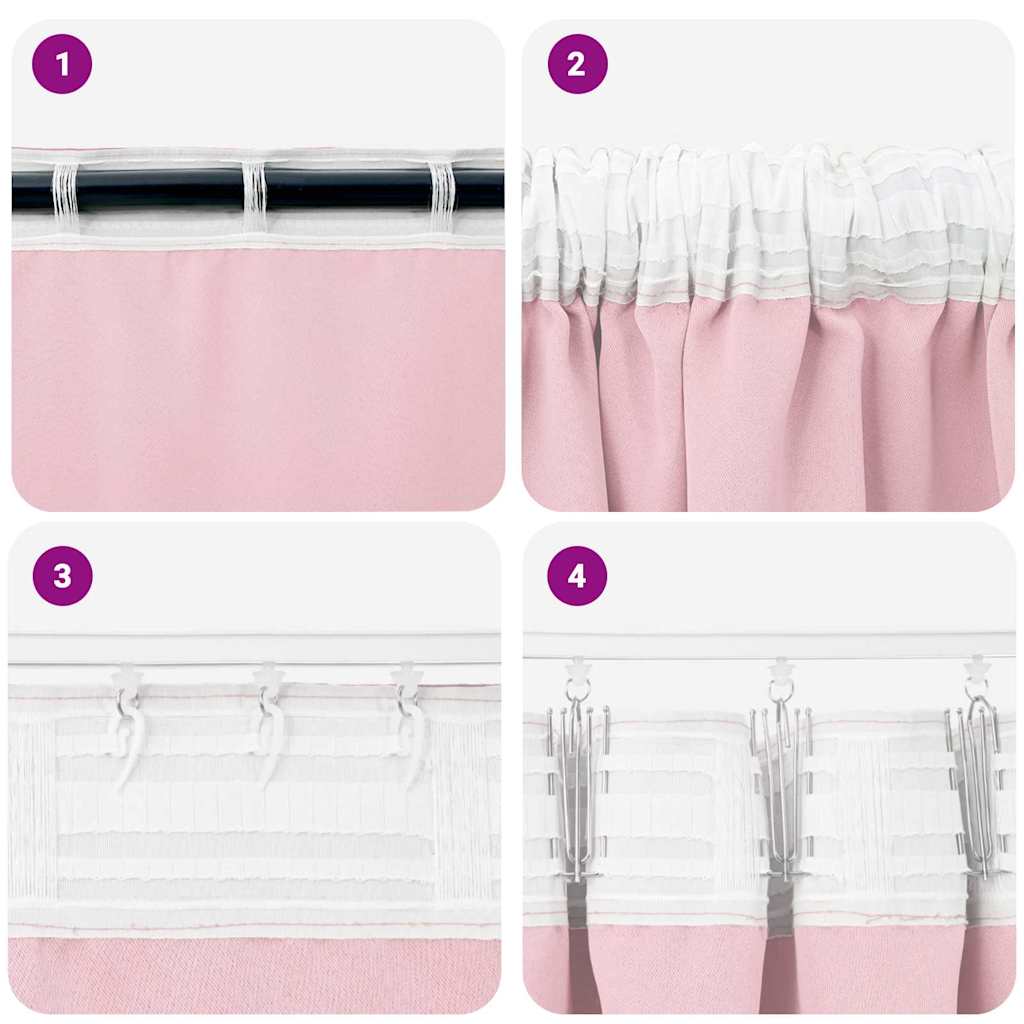 Verdunkelungs-Vorhänge mit Ringen 2 pcs Babyrosa 225 x 140 cm