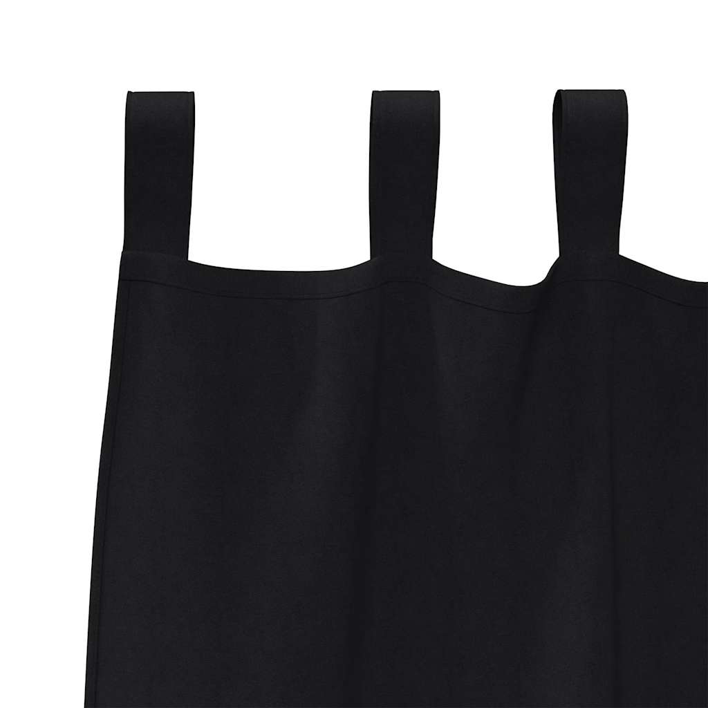 Verdunkelungs-Vorhänge mit Ringen 2 pcs Schwarz 245 x 140 cm